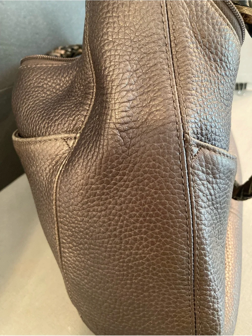 Brighton Barbados Bag in Pebbled Leather with Silver Color Hardware